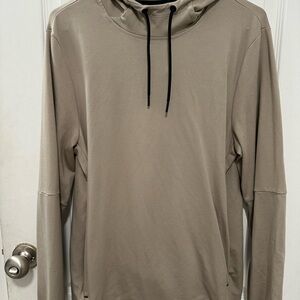 Tan Hoodie with Black Drawstrings